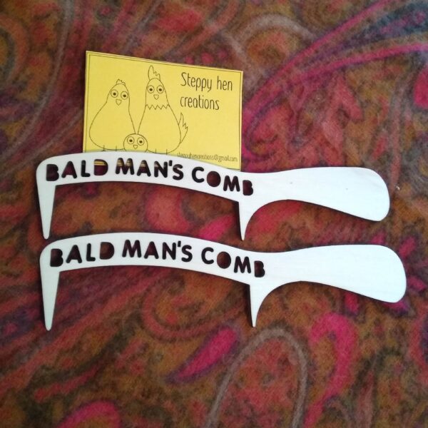 Bald man comb | laser cut wood - product image 2