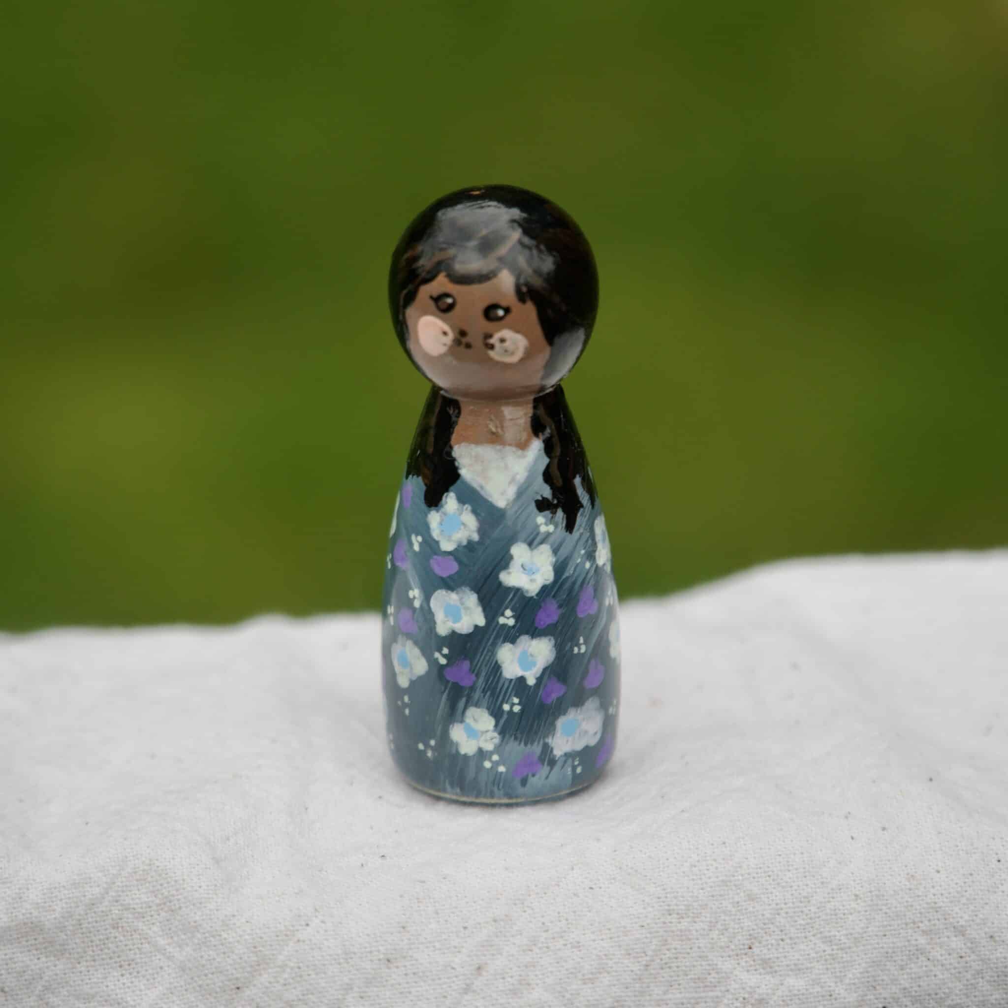 ANU WOODEN PEG DOLL WITH LINEN BAG - main product image