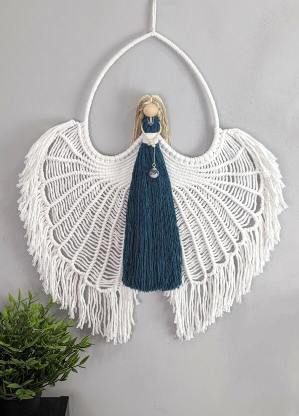 Macrame Angel wings/ Macramé/ Guardian Angel/ wall hanging/ wall decor/ Angel wings/ fibre art/ teal - main product image