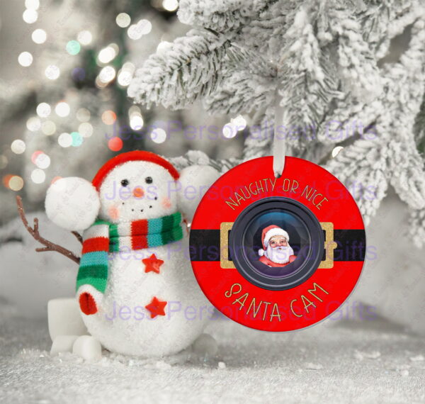 Christmas Glitter Bauble, Santa Cam Elf Cam. Personalised Tree Decoration. - main product image