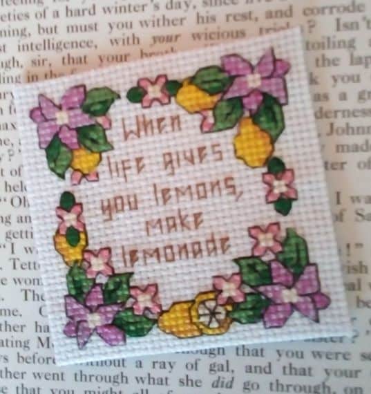 When Life Gives You Lemons, Make Lemonade, Cross Stitch, Fun Fridge Magnet - main product image