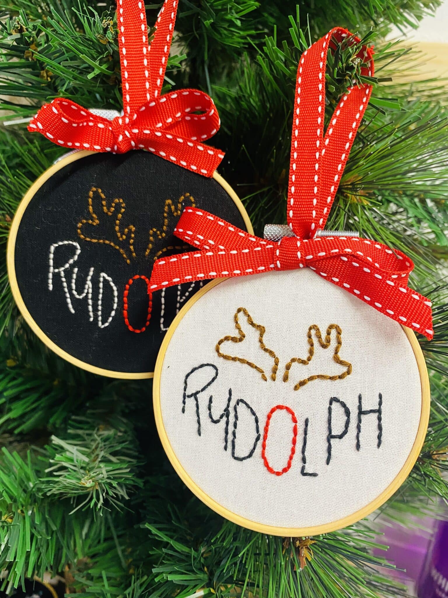 Embroidered Hanging Decoration – Rudolf - main product image