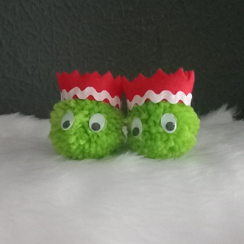 Pair of fluffy pom pom sprout Christmas decorations - main product image