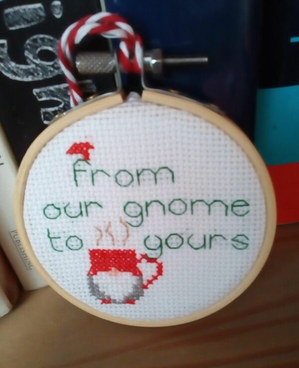 From Our Gnome to Yours, Christmas Tree Decoration, Hand Stitched, Green - main product image