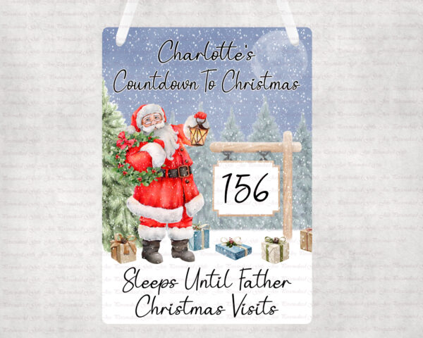 Countdown to Christmas, Personalised Gift, Santa, Father Christmas. Wipeable Sign. - product image 5