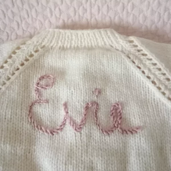 Custom hand knitted personalised baby cardigan - main product image