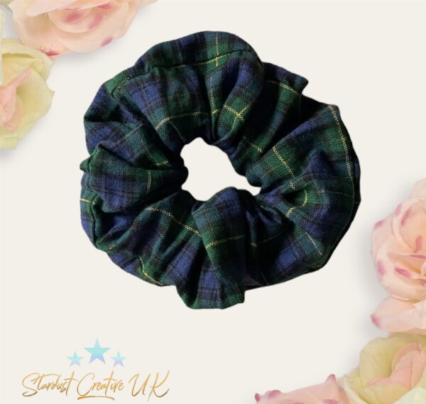 Tartan chunky hair scrunchies. Traditional Christmas themed hair accessories. - product image 5