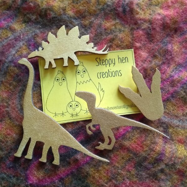 Dinosaur badges | hand painted wooden silhouettes - product image 2