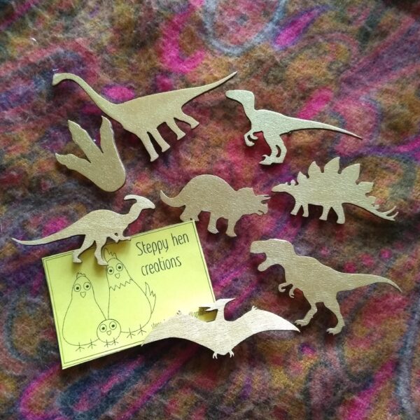 Dinosaur badges | hand painted wooden silhouettes - main product image