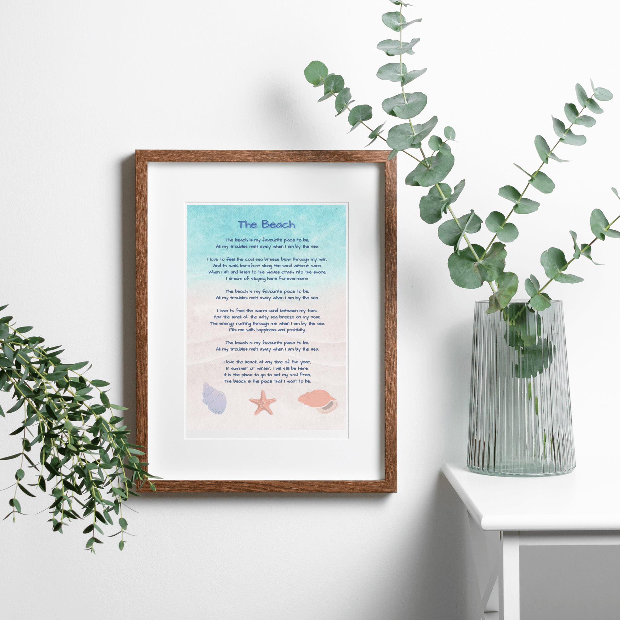 Beach Poem Wall Art, Ocean Blush Gifts, Digital Download Print, Wall Art, Beach Decor, Beach Print – PDF FILE ONLY - main product image