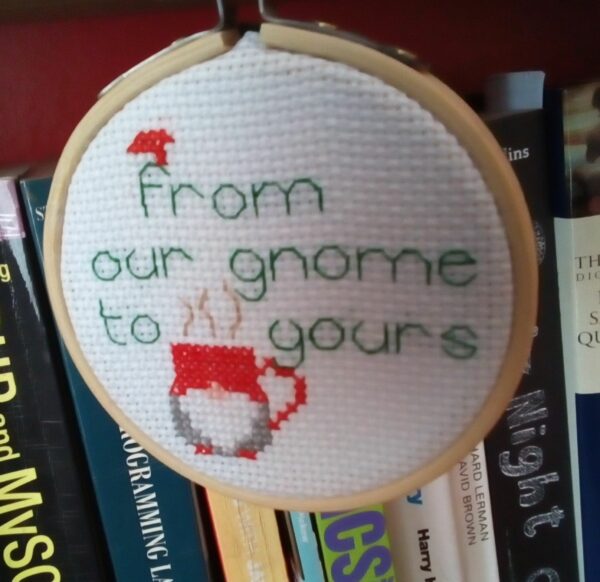 From Our Gnome to Yours, Christmas Tree Decoration, Hand Stitched, Green - product image 3