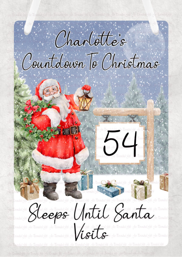 Countdown to Christmas, Personalised Gift, Santa, Father Christmas. Wipeable Sign. - main product image