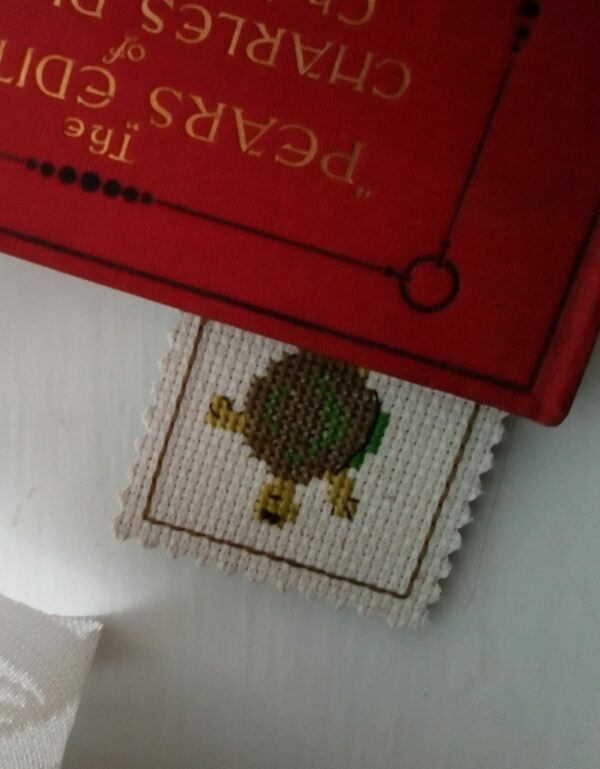 Tortoise Tower Bookmark, Hand Stitched, Cross Stitch Reading Gift - product image 4