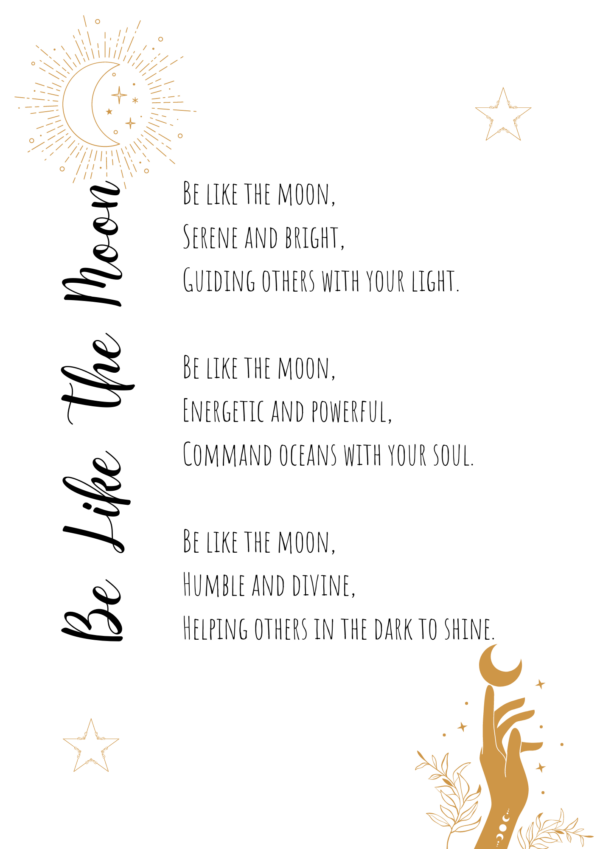 Be Like The Moon, A4 Downloadable Print, Original Poem Art, Wall Art – PDF FILE ONLY - product image 2