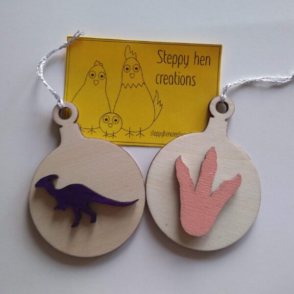 Dinosaur silhouettes baubles | Hand painted designs - product image 5