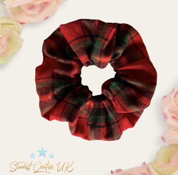 Tartan chunky hair scrunchies. Traditional Christmas themed hair accessories. - product image 4