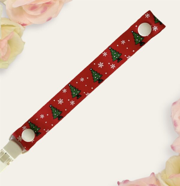 Christmas theme personalised dummy strap / clip. Toy saver. Pacifier ribbon - product image 2