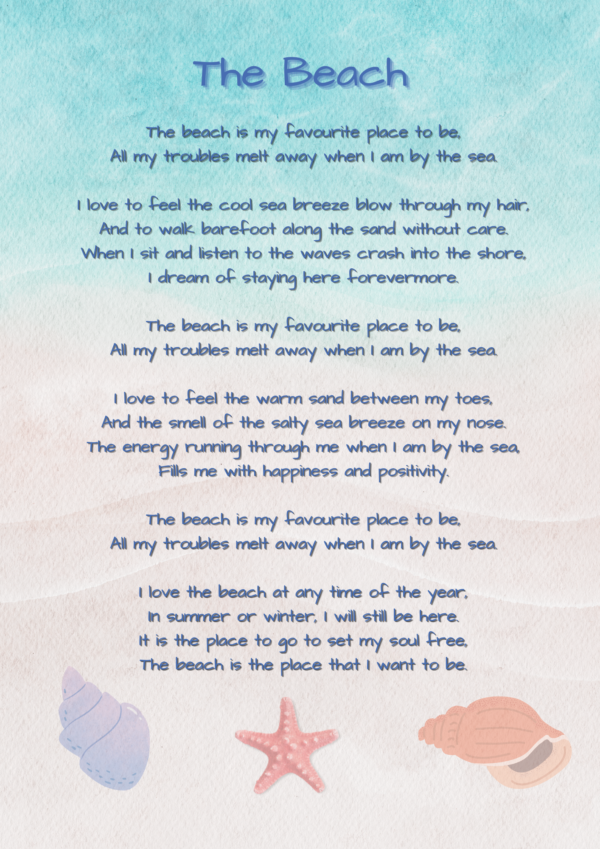 Beach Poem Wall Art, Ocean Blush Gifts, Digital Download Print, Wall Art, Beach Decor, Beach Print – PDF FILE ONLY - product image 2