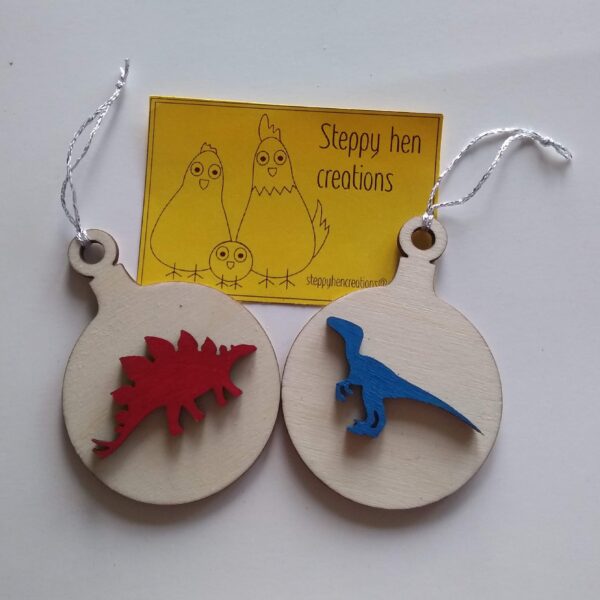 Dinosaur silhouettes baubles | Hand painted designs - product image 4