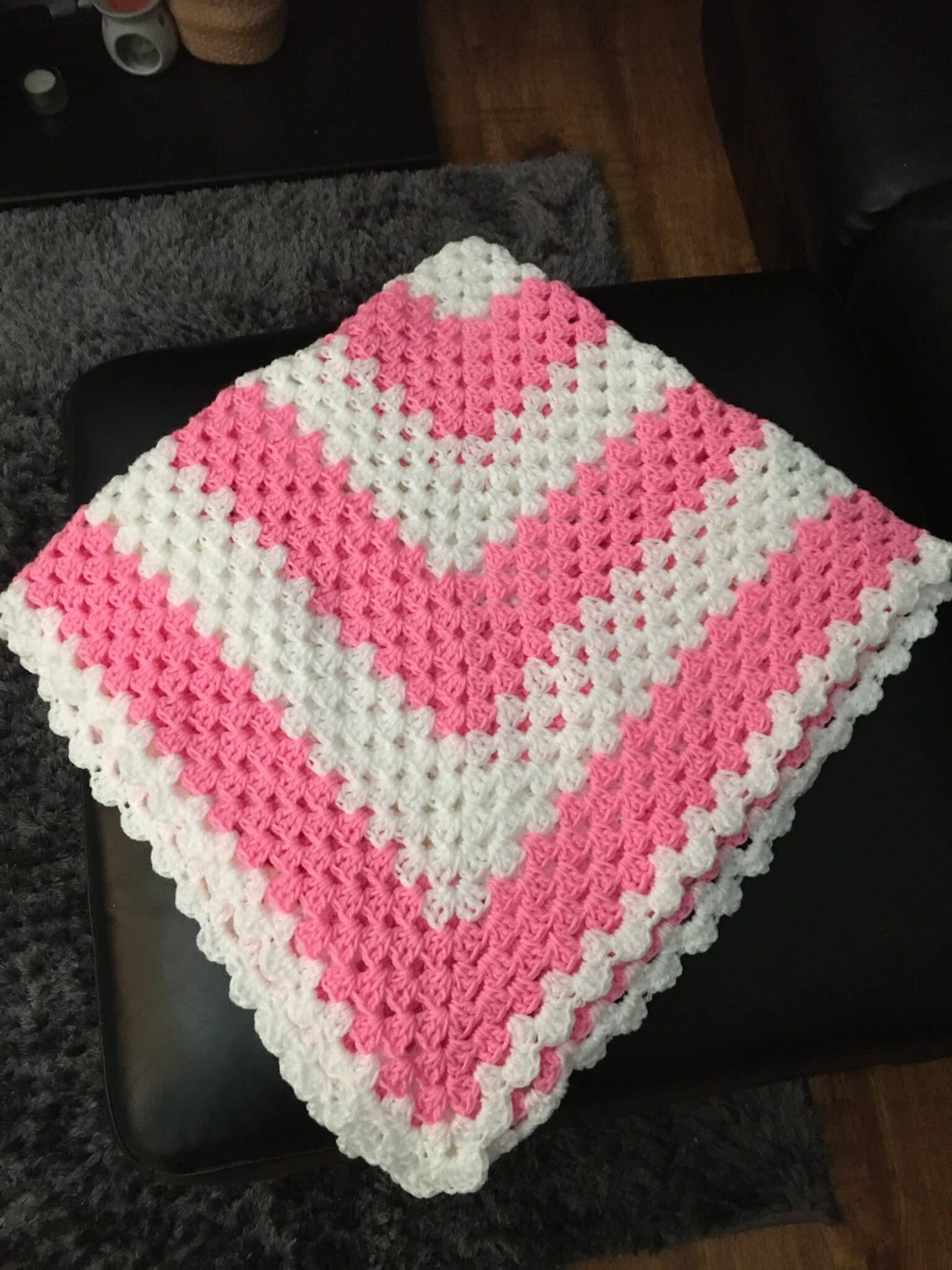 Bespoke Baby Blanket in Pink and White - main product image