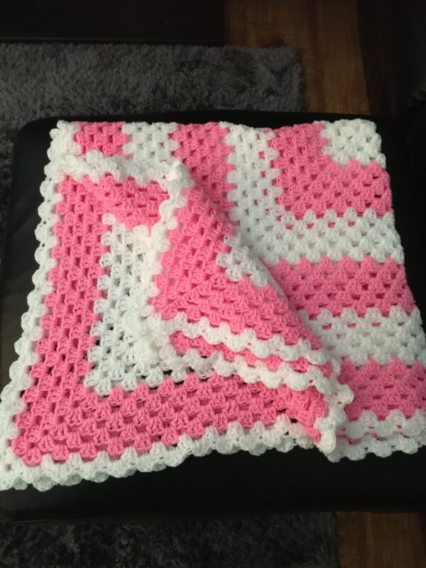 Bespoke Baby Blanket in Pink and White - product image 2