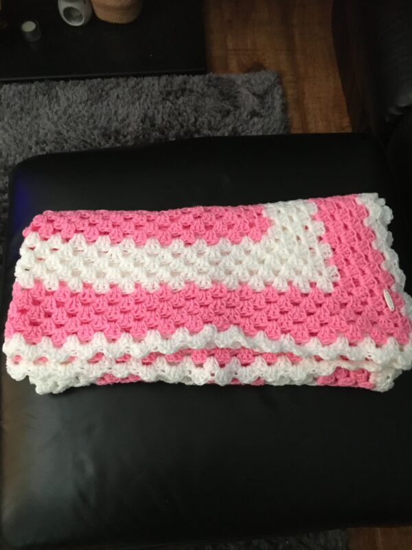 Bespoke Baby Blanket in Pink and White - product image 4