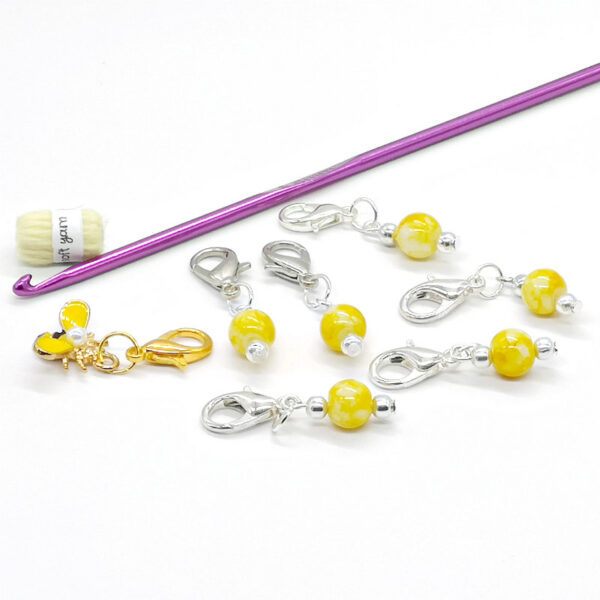 Yellow Marbled Bead Stitch Markers - product image 2