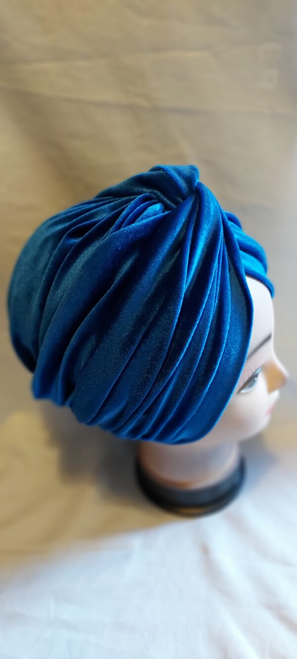 Velvet turban cap for women headwear royal blue - product image 3