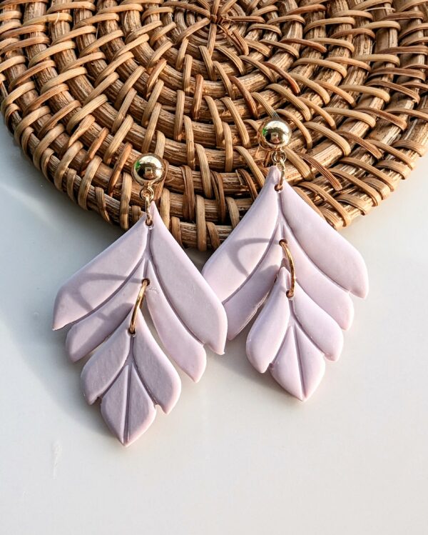 Polymer Clay Earrings, lilac, silver, floral, dangle, statement, fine jewellery - main product image