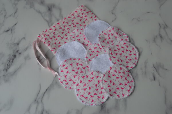 Reusable Cotton pads and Bag, Reusable Makeup Remover Pads, Reusable Face Pads, Flamingo Gifts - product image 2