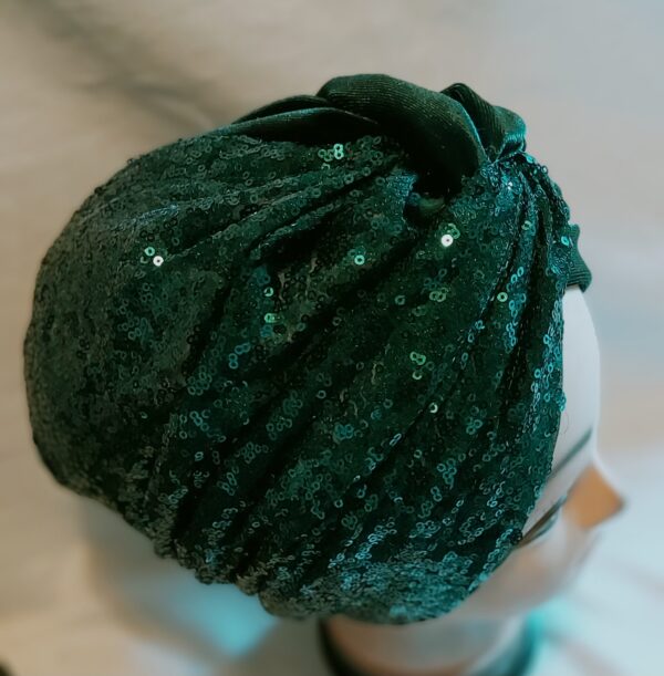 Crisscross sequin velour velvet turban cap for women bottle green bottle green bottle green - product image 4