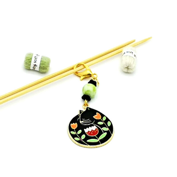 Black Cat Flower Stitch Marker - product image 3