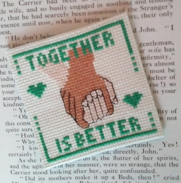 Together Is Better, Fridge Magnet, Hands Together, Cross Stitch, Turquoise - product image 3