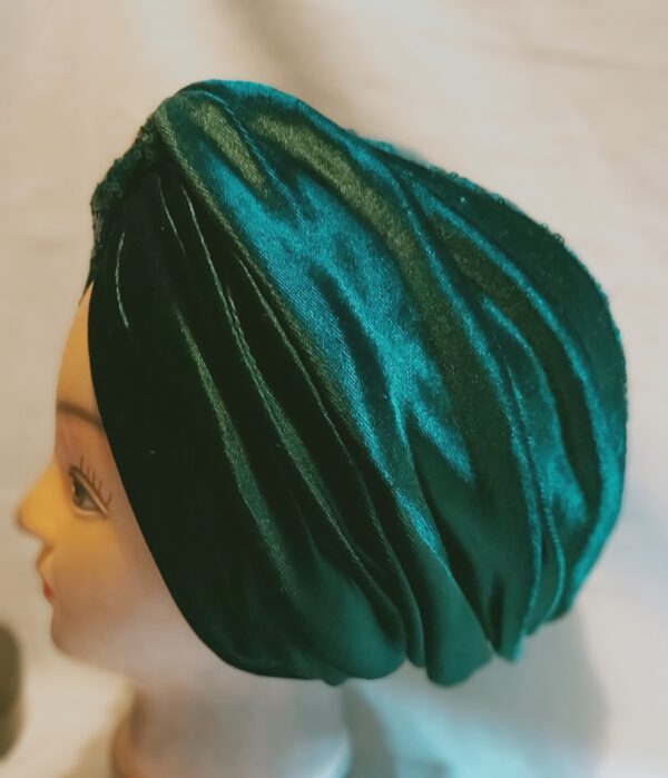 Crisscross sequin velour velvet turban cap for women bottle green bottle green bottle green - product image 5