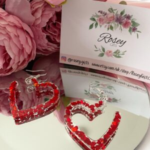 Valentines Earrings - Hearts Enclosed in Resin