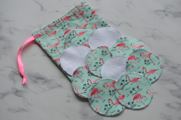 Reusable Makeup Remover Pads and Bag, Reusable Face Pads, Reusable Cotton Rounds, Flamingo Gifts - product image 3