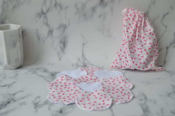 Reusable Cotton pads and Bag, Reusable Makeup Remover Pads, Reusable Face Pads, Flamingo Gifts - main product image