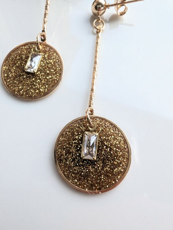 Resin Earrings, Gold, glitter, dangle, statement, fine jewellery, resin - product image 2