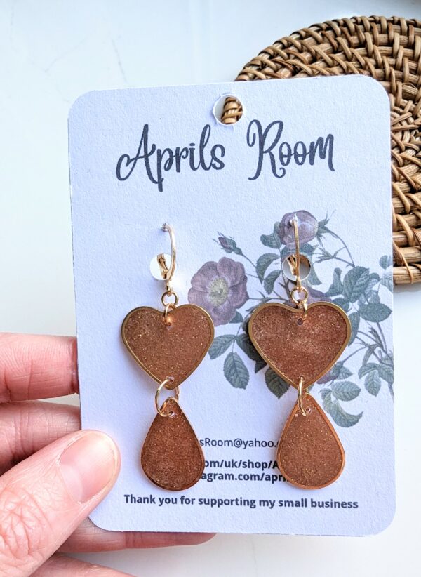 Resin, Earrings, love, heart, pink, valentine, dangle, statement, fine jewellery - product image 3