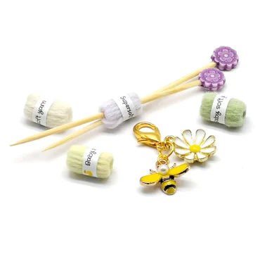 Flower and Bee Stitch Marker - main product image