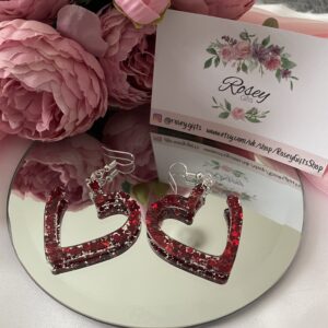 Valentines Earrings - Glitter Enclosed in Resin