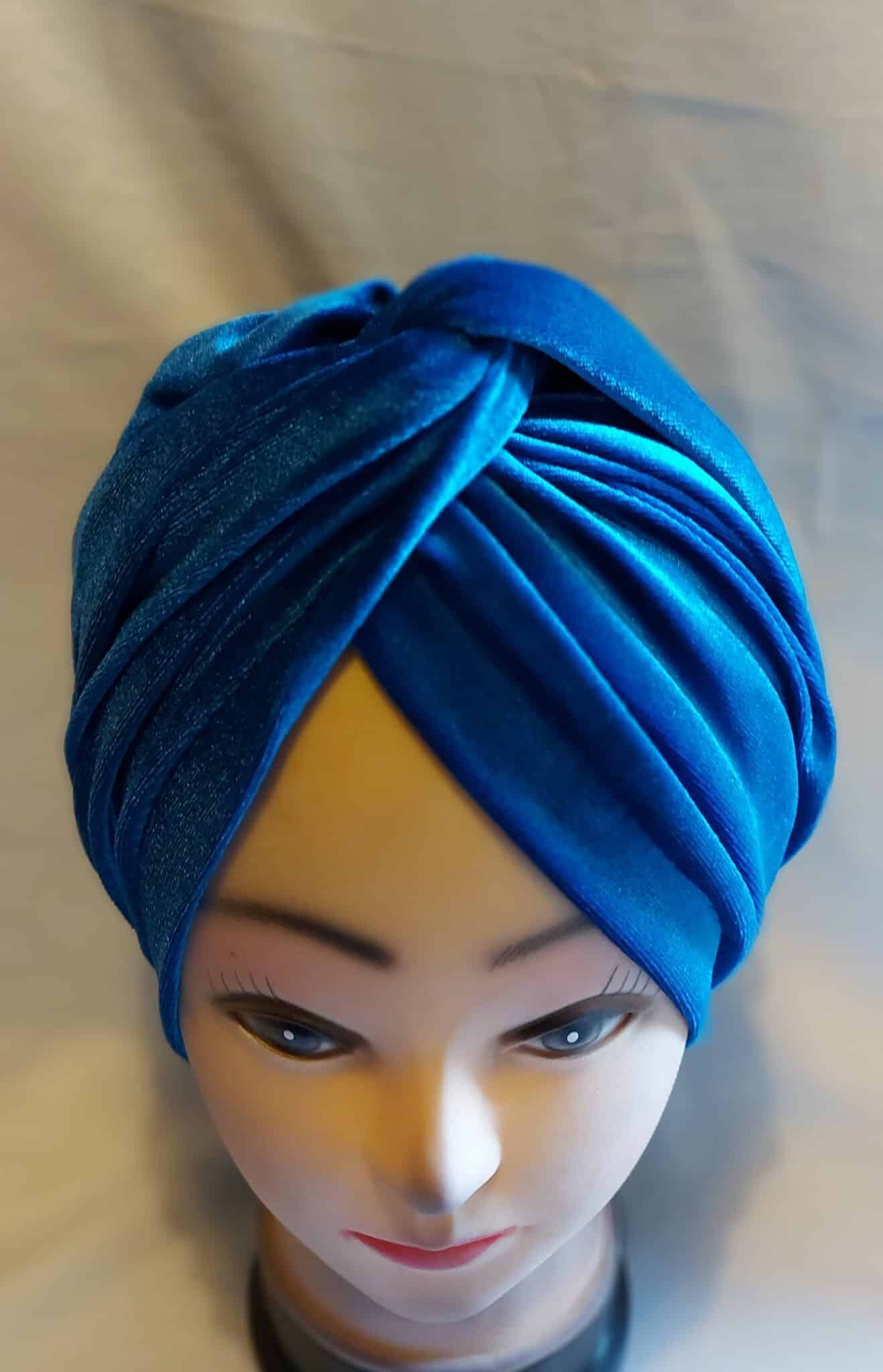 Velvet turban cap for women headwear royal blue - main product image