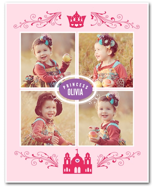 Personalised Pink Princess Collage Print – 8″ x 10″ - main product image