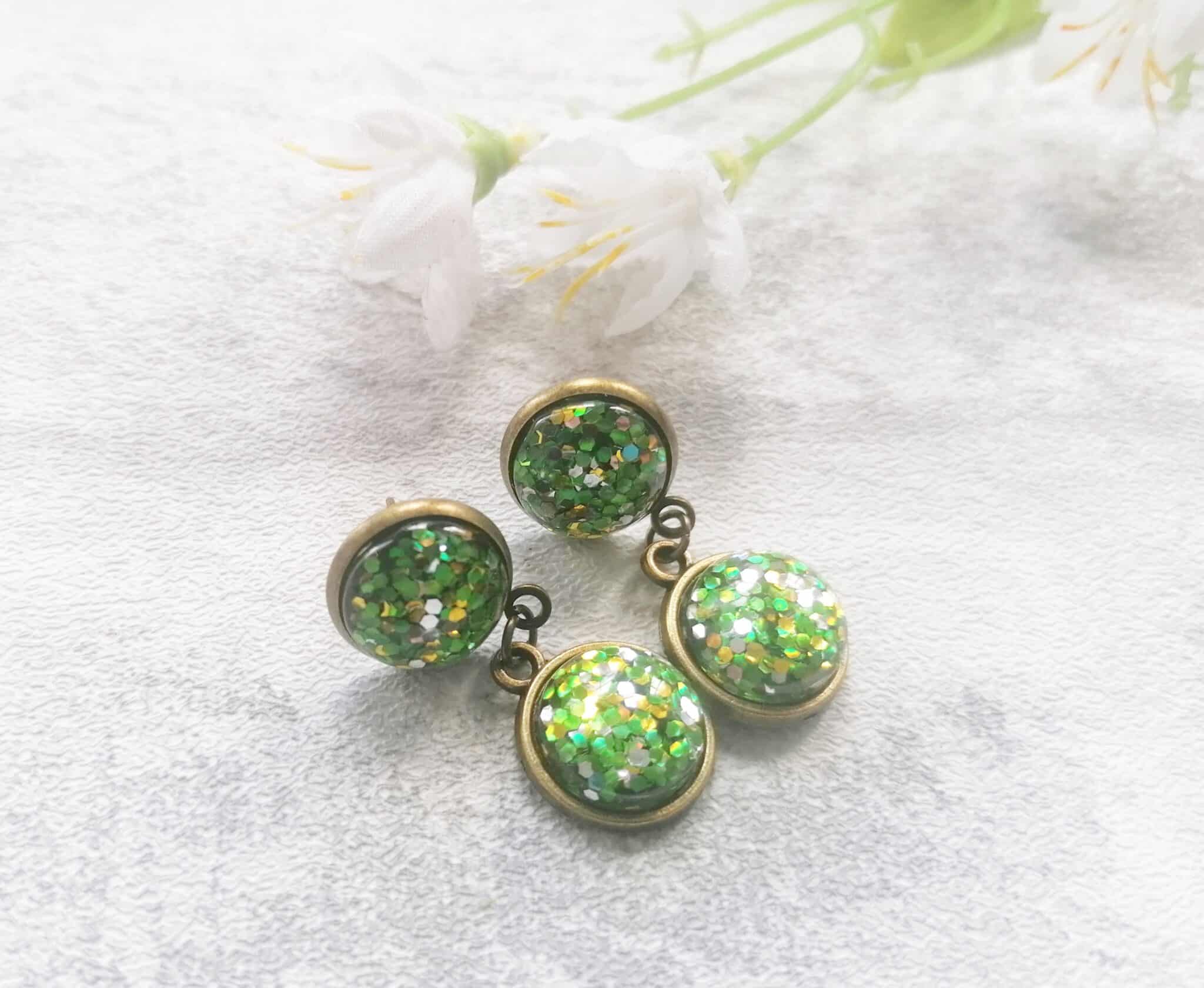 Green Glitter Earrings - main product image