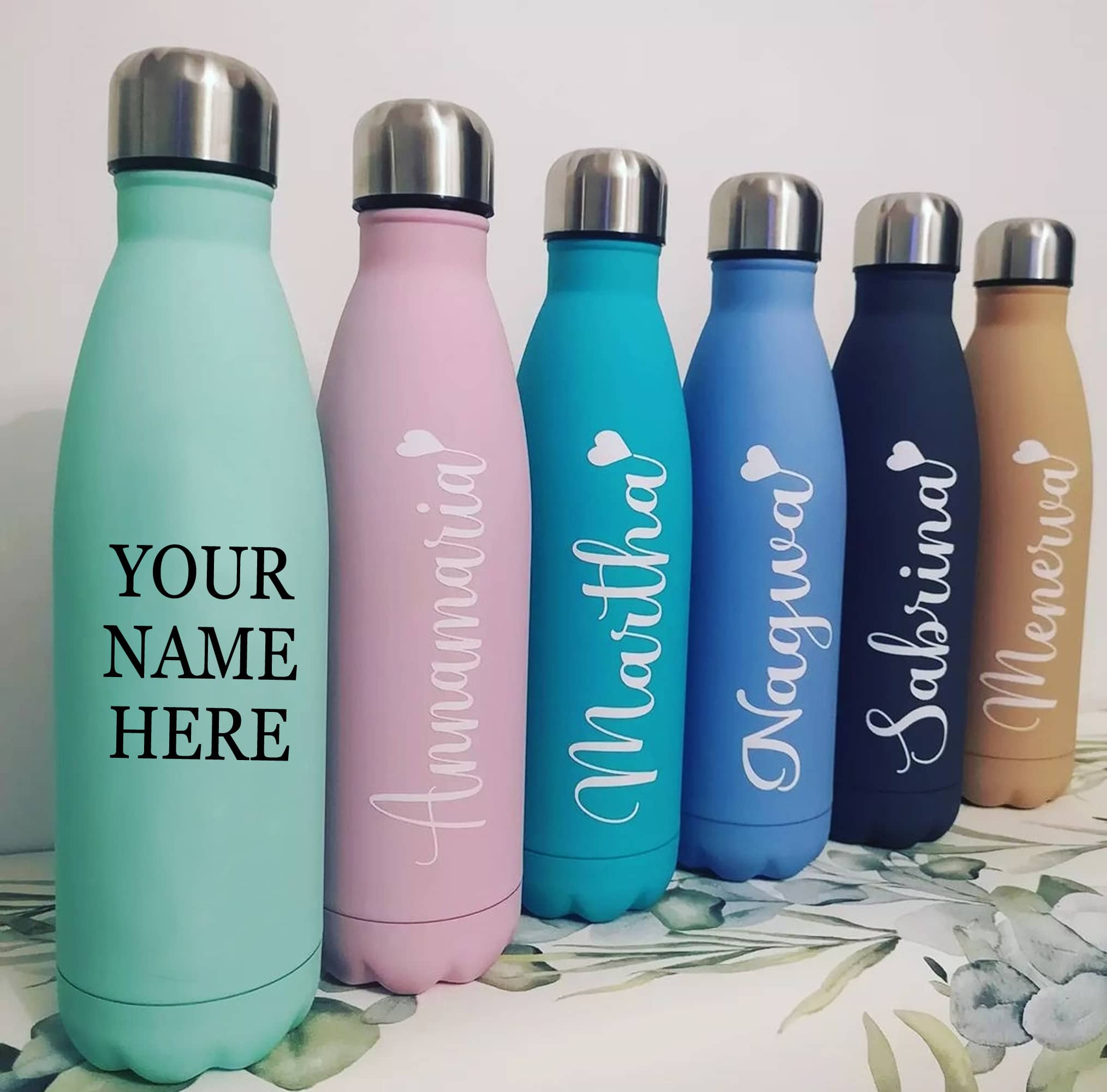 Personalised Water Bottle Stainless Steel Hot or Cold Vacuum Insulated Flask 500ML Drinks Flask - main product image