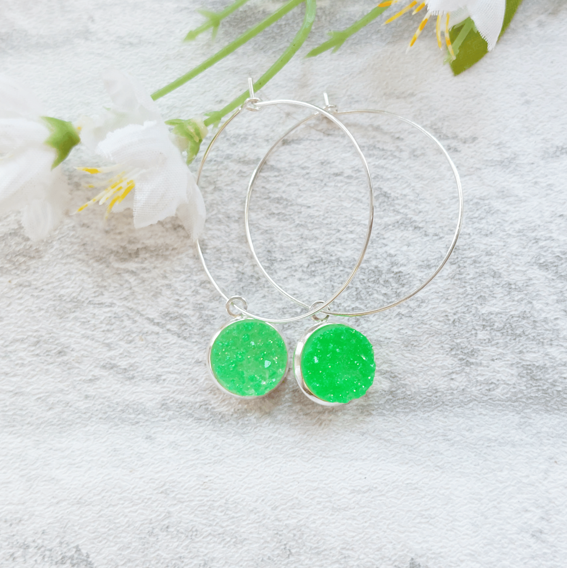 Neon Green Hoop Earrings - main product image