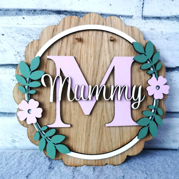 Mothers Day Wood Plaque Round Mummy Nanny Granny Hanging Sign Floral Decoration Gift - product image 2