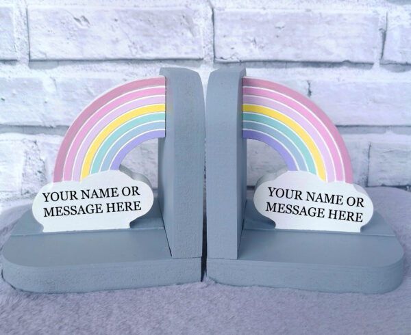 Personalised Rainbow Bookends Beautiful Gifts for Girls Book Ends Bedroom Decor - main product image