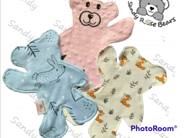 Snuggle bear Lovey, personalised mini teddy blanket, preemie comforter,teddy shaped blanket, - product image 4