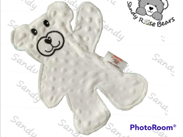 Snuggle bear Lovey, personalised mini teddy blanket, preemie comforter,teddy shaped blanket, - product image 2